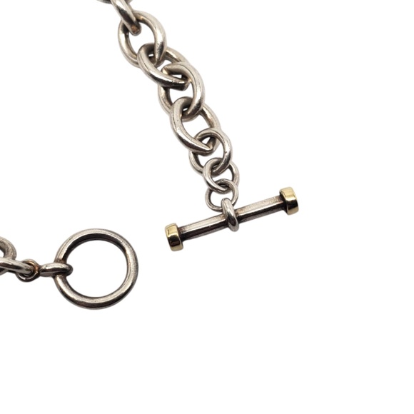 Sadye L Vassil Sterling & 14K Gold Plated Blue Topaz Charm Bracelet #20745 - Picture 5 of 10